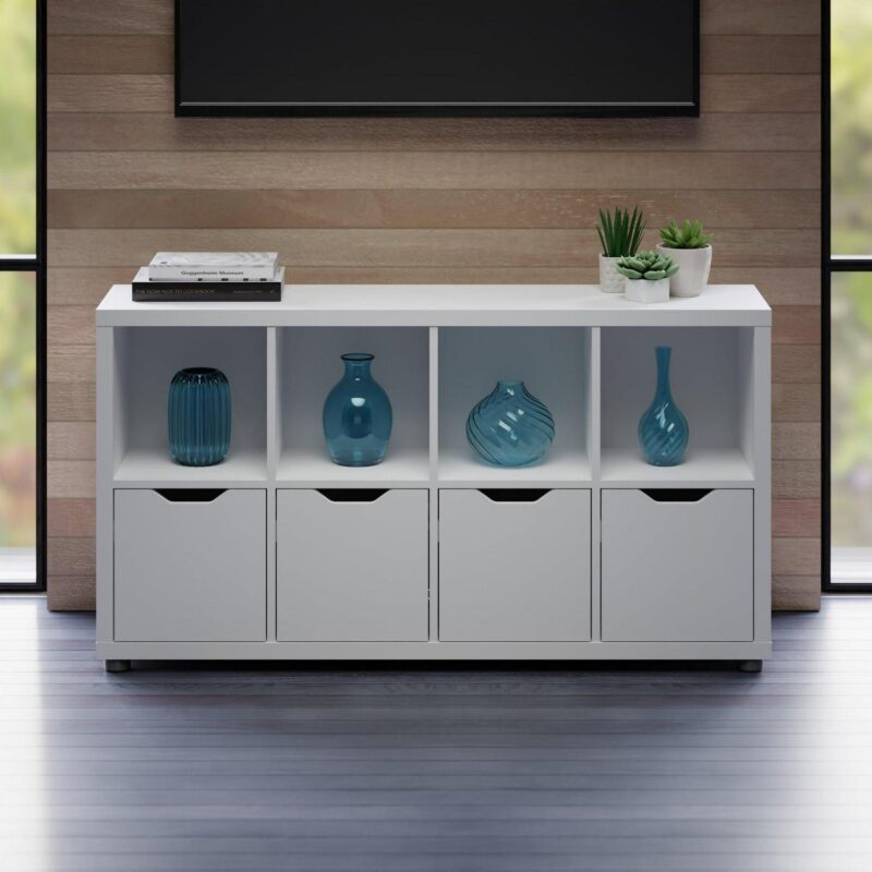 Winsome Wood White Composite 4 -Shelf Modular Bookcase with Doors ( 48.31-Inches W x 25.98-Inches H x 11.65-Inches D ) Finished - Image 9