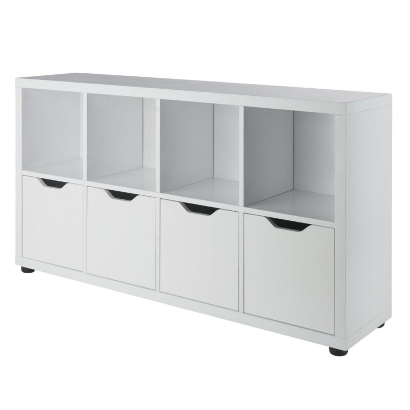 Winsome Wood White Composite 4 -Shelf Modular Bookcase with Doors ( 48.31-Inches W x 25.98-Inches H x 11.65-Inches D ) Finished - Image 2