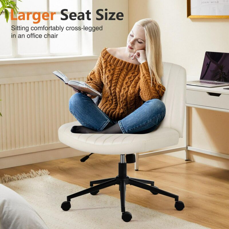 ZAKLOOP Modern Beige Cotton blend Swivel Accent Chair - Image 3