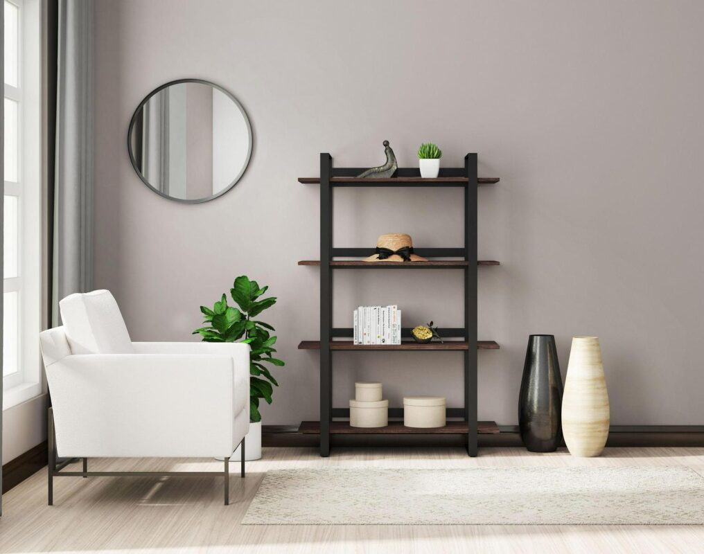 allen + roth Brown Metal 4 -Shelf Bookcase ( 36-Inches W x 54-Inches H x 14-Inches D ) Finished - Image 8
