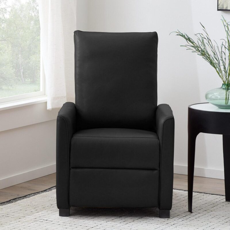 allen + roth Faux Leather, Black Faux leather Upholstered Recliner