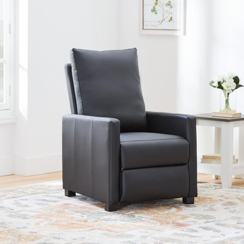 allen + roth Faux Leather, Black Faux leather Upholstered Recliner - Image 2