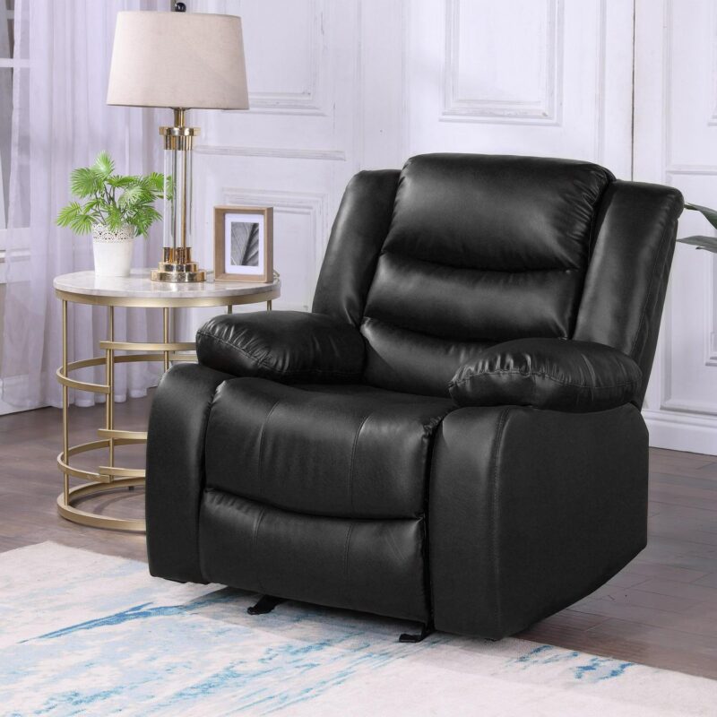 prilinex Black Faux leather Upholstered Swivel Recliner - Image 8