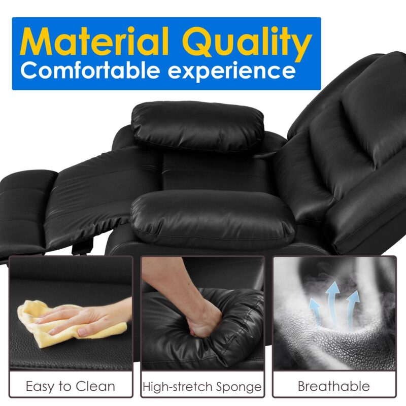 prilinex Black Faux leather Upholstered Swivel Recliner - Image 3