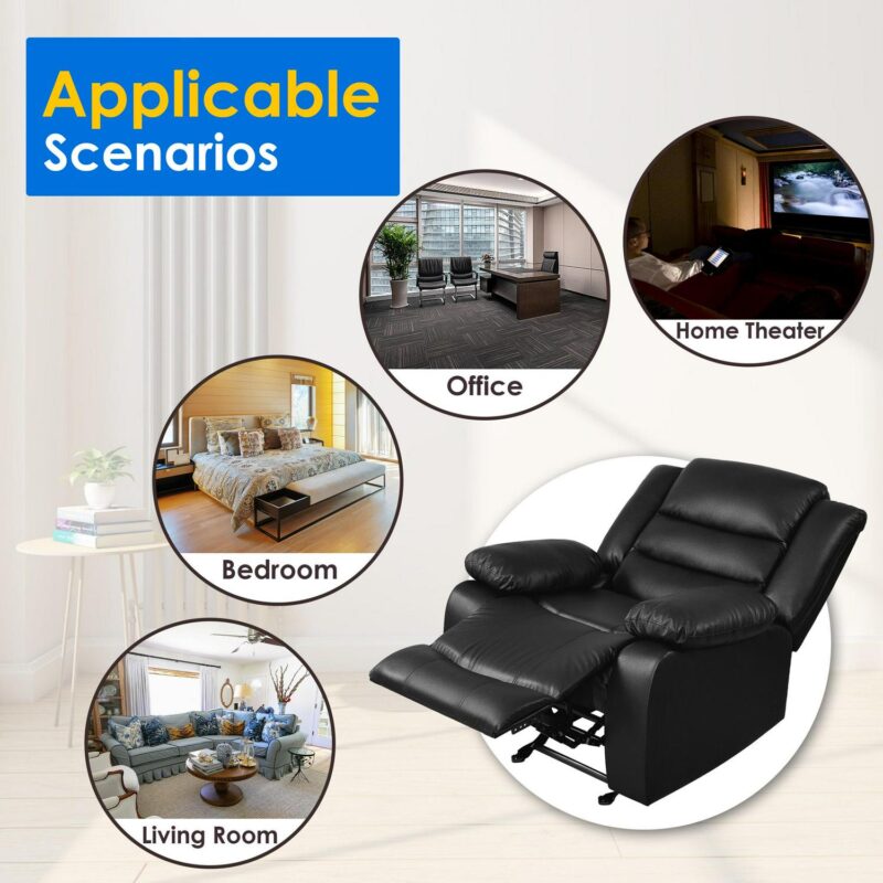 prilinex Black Faux leather Upholstered Swivel Recliner - Image 7