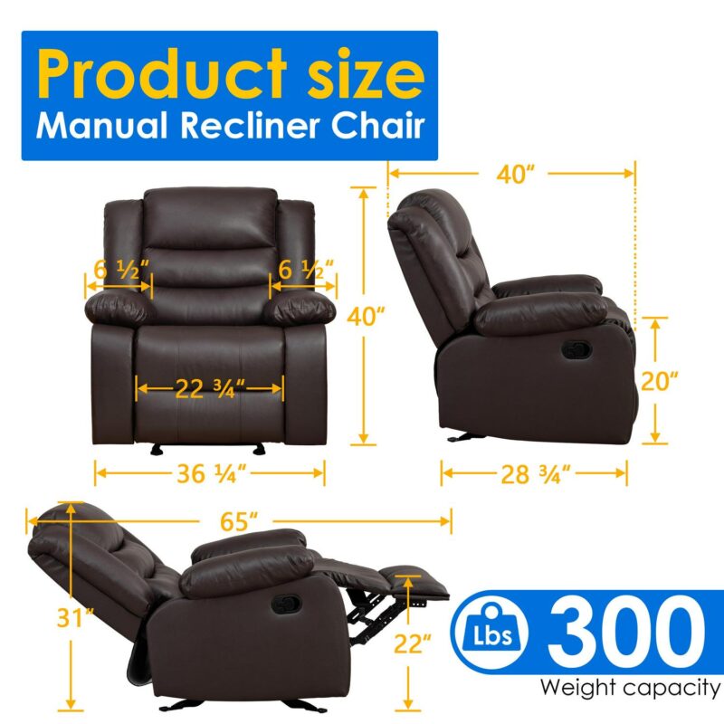 prilinex Brown Faux leather Upholstered Swivel Recliner - Image 5