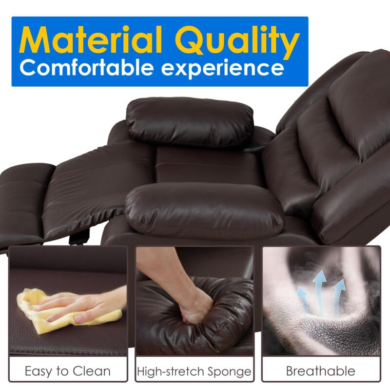 prilinex Brown Faux leather Upholstered Swivel Recliner - Image 3