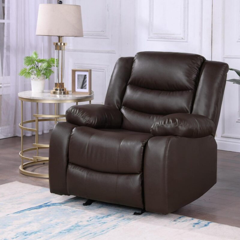 prilinex Brown Faux leather Upholstered Swivel Recliner - Image 8