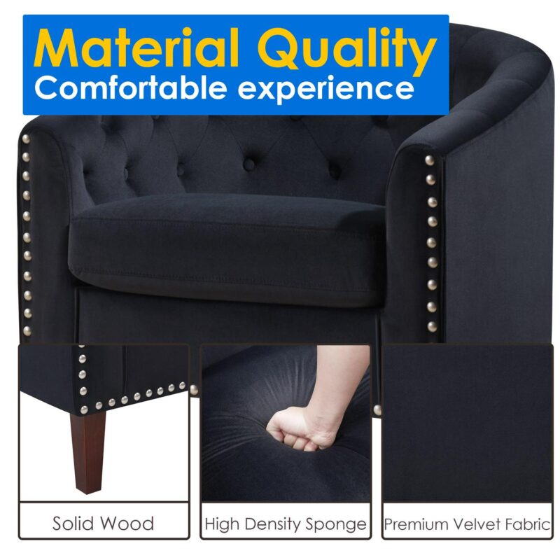 prilinex Modern Black Faux leather Club Chair - Image 2