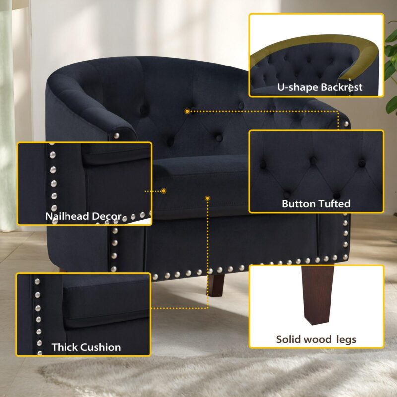 prilinex Modern Black Faux leather Club Chair - Image 3