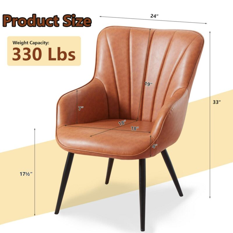 prilinex Modern Brown Faux leather Wingback Chair - Image 5