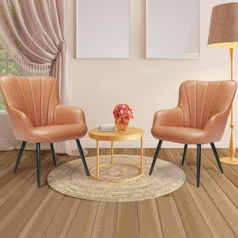 prilinex Modern Brown Faux leather Wingback Chair - Image 8