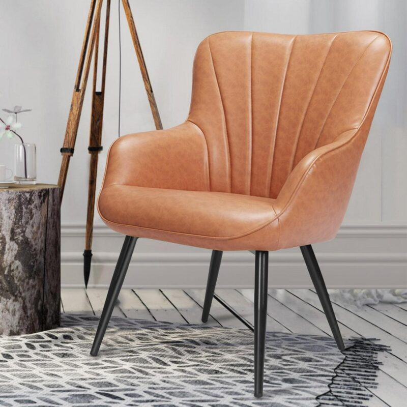 prilinex Modern Brown Faux leather Wingback Chair - Image 4