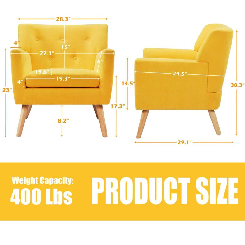 prilinex Modern Yellow Linen Accent Chair - Image 6