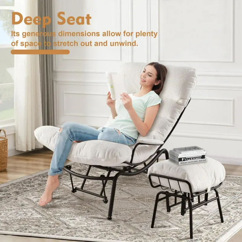 weaxty Modern White Velvet Velvet Corner Chair - Image 4