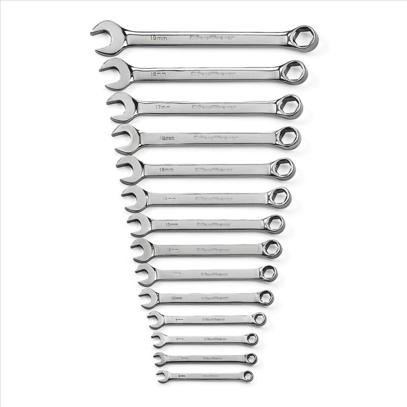 14 Piece Full Polish Comb Wrench Set 6 Pt Metric