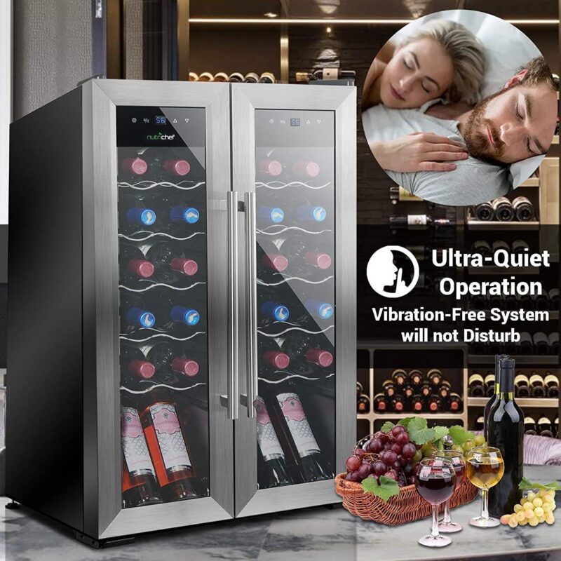 24 Bottle Wine Cooler Refrigerator - White Red Wine Fridge Chiller Countertop Wine Cooler - Freestanding Compact Mini Wine Fridge 24 Bottle w/ Digital Control, Stainless Steel Door - NutriChef PKCWC24 - Image 6