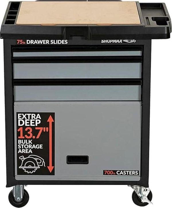 27 in 3-Drawer 1 Lift-up Panel Door Mobile Workstation