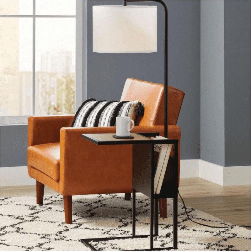 (2 pack) Better Homes and Gardens Brand Matte Black Floor Lamp with Magazine Rack - Image 3