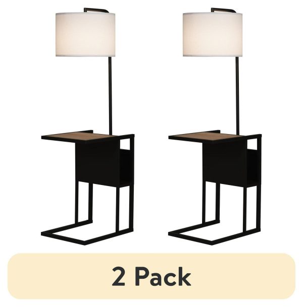 (2 pack) Better Homes and Gardens Brand Matte Black Floor Lamp with Magazine Rack