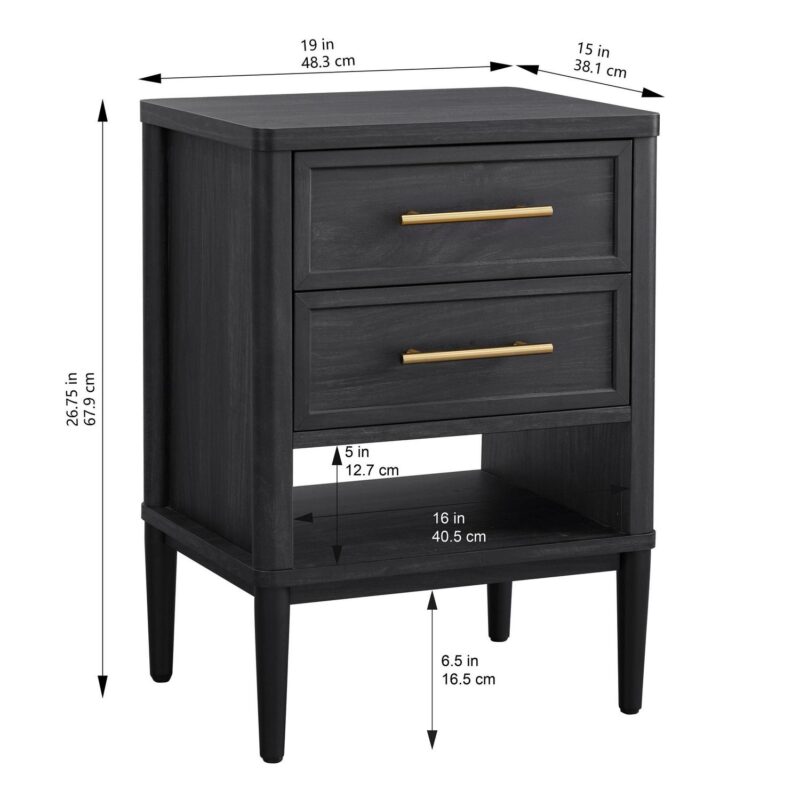 (2 pack) Better Homes and Gardens Oaklee 2-Drawer Nightstand, Charcoal Finish - Image 11