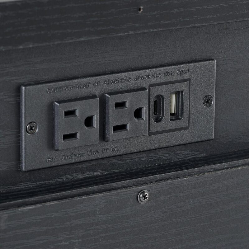 (2 pack) Better Homes and Gardens Lillian Fluted 2-Drawer Nightstand with USB, Rich Black Finish - Image 7