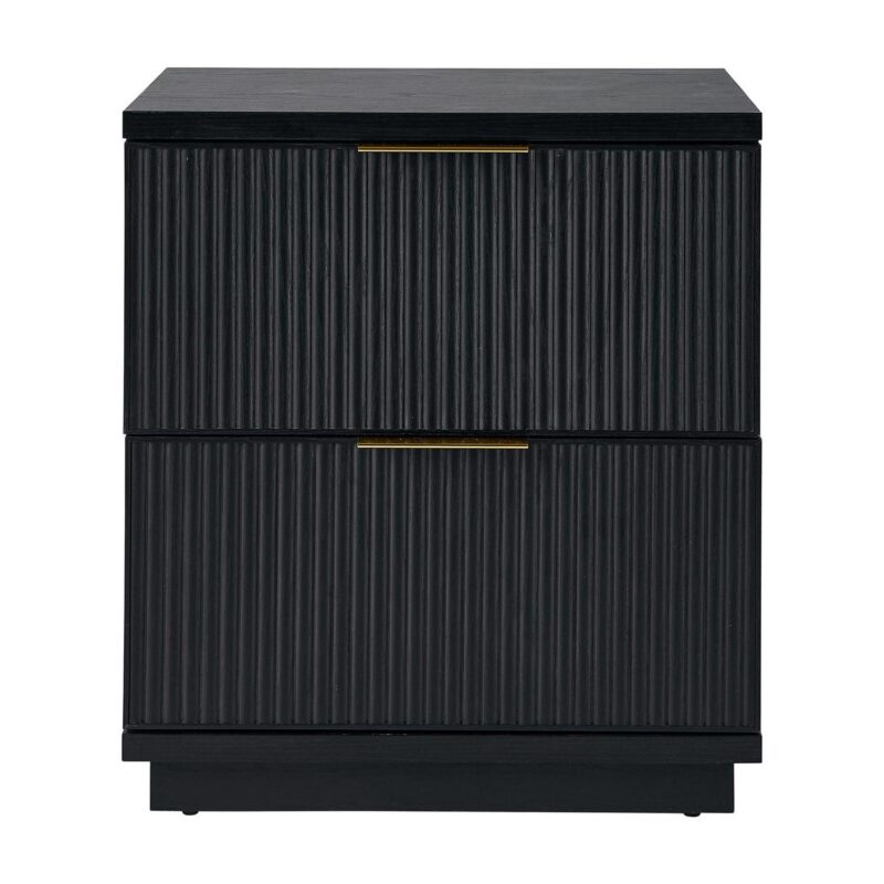 (2 pack) Better Homes and Gardens Lillian Fluted 2-Drawer Nightstand with USB, Rich Black Finish - Image 4