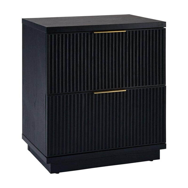(2 pack) Better Homes and Gardens Lillian Fluted 2-Drawer Nightstand with USB, Rich Black Finish - Image 3