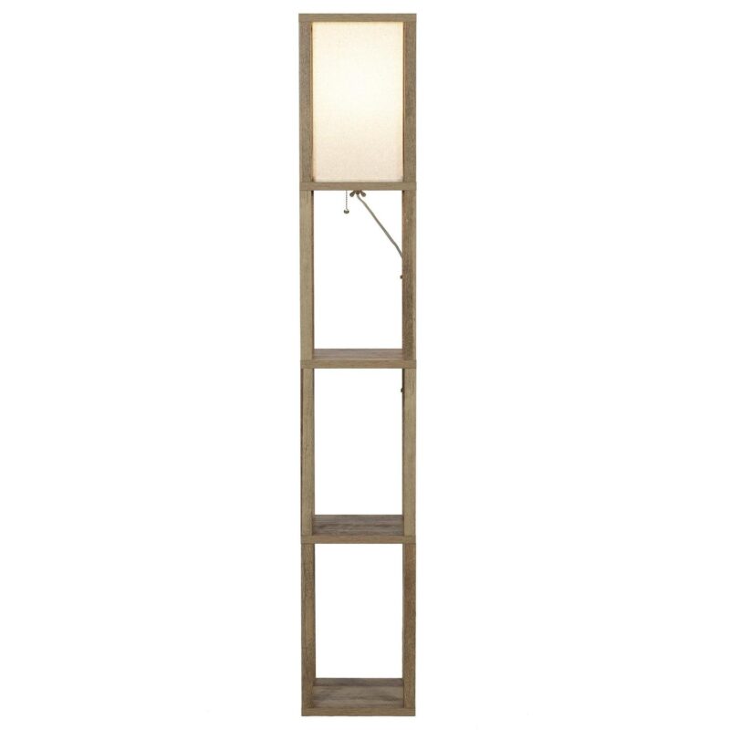 (2 pack) Better Homes and Gardens 62.25  Modern Pull Chain Weathered Floor Lamp with Natural Square Shade - Image 4