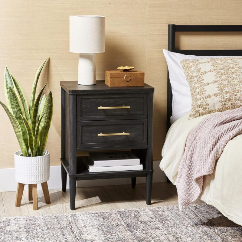 (2 pack) Better Homes and Gardens Oaklee 2-Drawer Nightstand, Charcoal Finish - Image 3