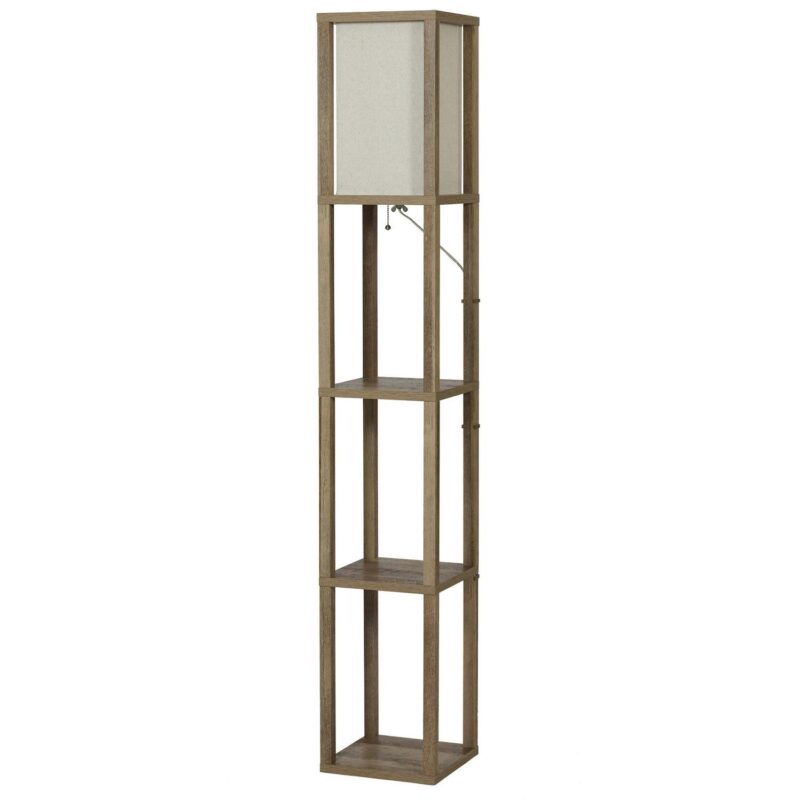 (2 pack) Better Homes and Gardens 62.25  Modern Pull Chain Weathered Floor Lamp with Natural Square Shade - Image 2