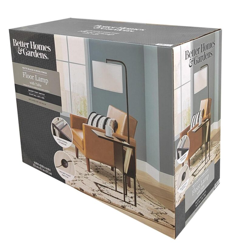 (2 pack) Better Homes and Gardens Brand Matte Black Floor Lamp with Magazine Rack - Image 13