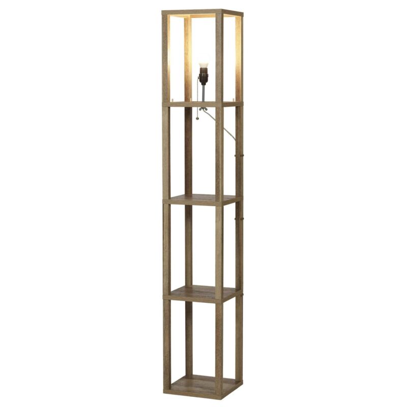 (2 pack) Better Homes and Gardens 62.25  Modern Pull Chain Weathered Floor Lamp with Natural Square Shade - Image 5