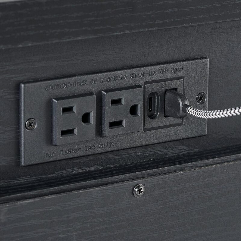 (2 pack) Better Homes and Gardens Lillian Fluted 2-Drawer Nightstand with USB, Rich Black Finish - Image 6