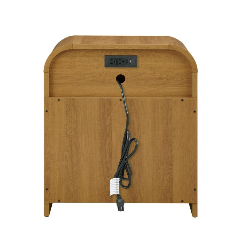 (2 pack) Better Homes and Gardens Juliet Nightstand with USB, Light Honey Finish - Image 5
