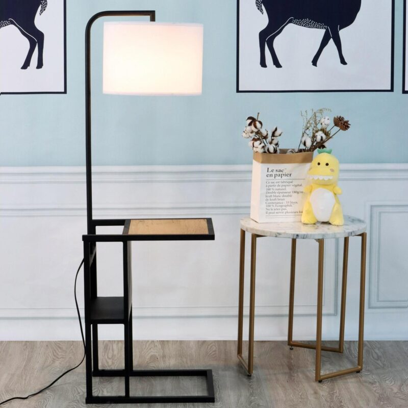 (2 pack) Better Homes and Gardens Brand Matte Black Floor Lamp with Magazine Rack - Image 4