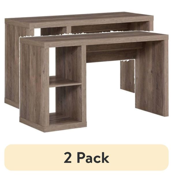(2 pack) Better Homes and Gardens Cube Storage Office Desk, Rustic Gray