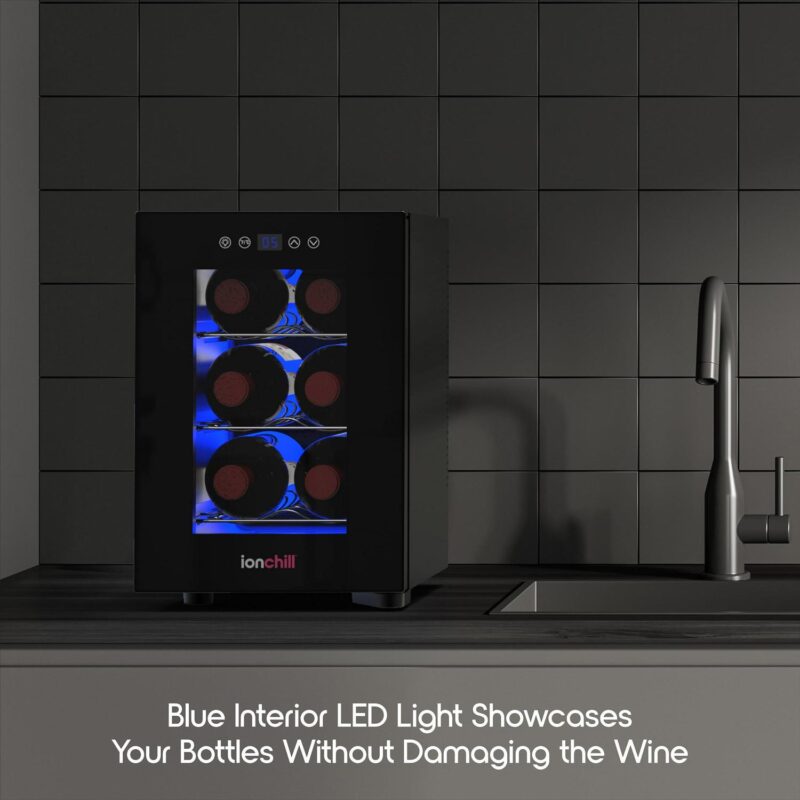 (2 pack) Ionchill 6-Bottle Wine Cooler, New Standard Door Mini Fridge with Wine Rack and Temp. Control, 9.75in - Image 5