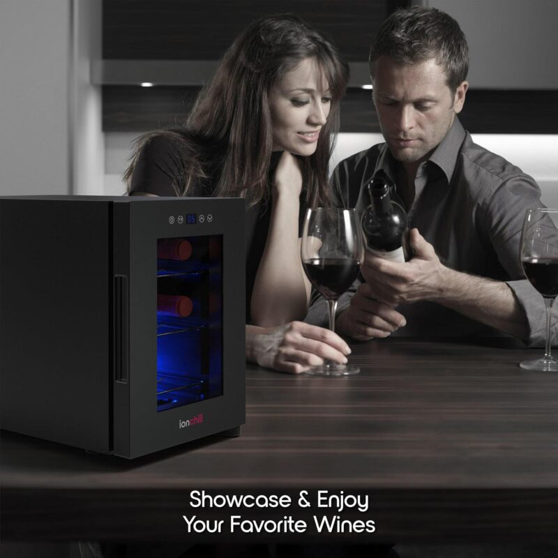 (2 pack) Ionchill 6-Bottle Wine Cooler, New Standard Door Mini Fridge with Wine Rack and Temp. Control, 9.75in - Image 8