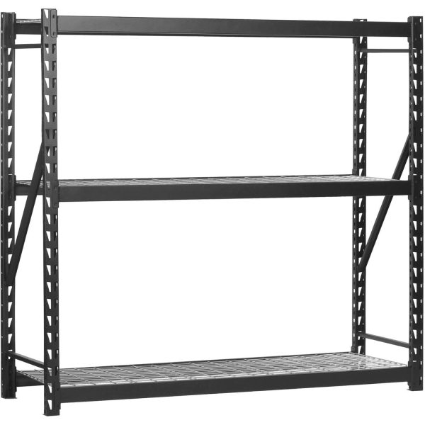 (2 pack) Muscle Rack 77 W x 24 D x 72 H 3-Tier Steel Welded Storage Rack, 4,500 lb. Total Capacity; Black
