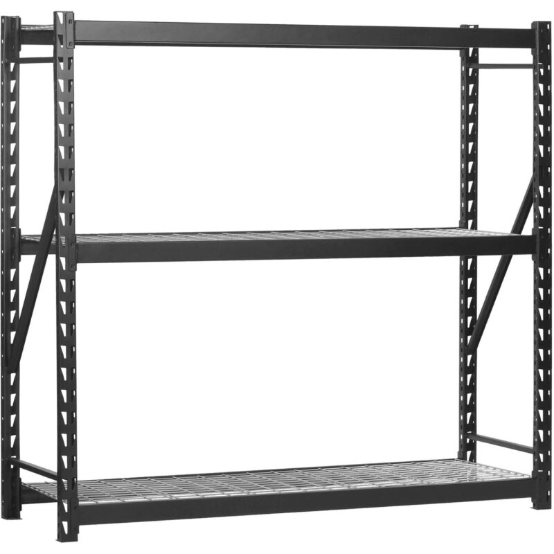 (2 pack) Muscle Rack 77 W x 24 D x 72 H 3-Tier Steel Welded Storage Rack, 4,500 lb. Total Capacity; Black