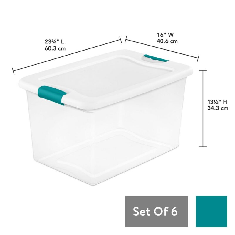 (2 pack) Sterilite 64 Qt. Latching Box Plastic, White, Set of 6 - Image 4