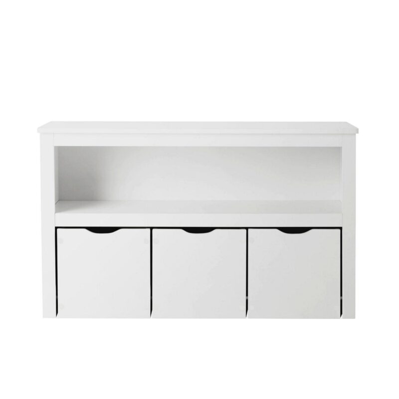 (2 pack) Your Zone Kids Toy Storage Cabinet with Three Rolling Bins, White Finish - Image 4
