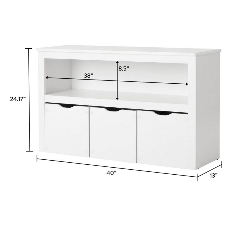 (2 pack) Your Zone Kids Toy Storage Cabinet with Three Rolling Bins, White Finish - Image 7