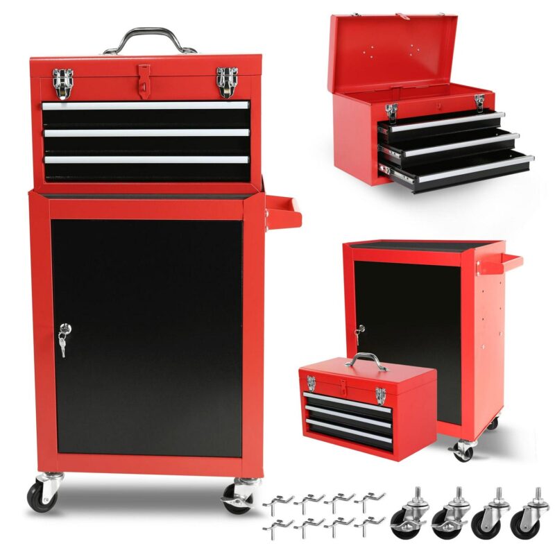 3-Drawer Rolling Tool Chest with Wheels, Tool Chest with Large Storage Cabinet