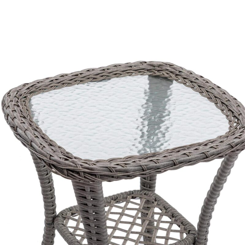 3 Pieces Patio Furniture Set,Outdoor Swivel Rocker Patio Chairs,360 Degree Rocking Patio Conversation Set with Thickened Cushions and Glass Coffee Table for Backyard,Blue - Image 7