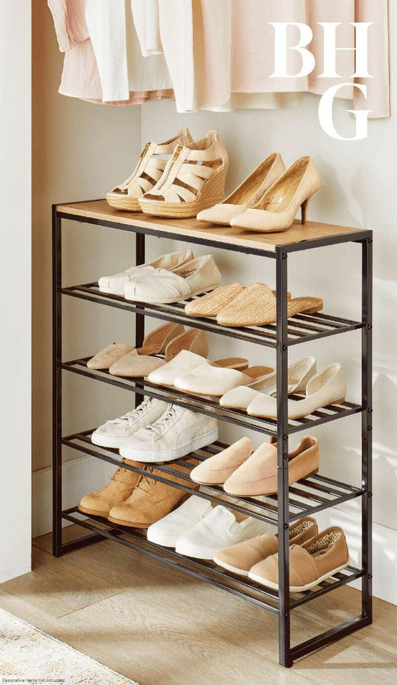 (3 pack) Better Homes and Gardens Jace 5-Tier Shoe Rack, Metal Steel, 15 Pairs of Shoes, Multi-Functional - Image 6