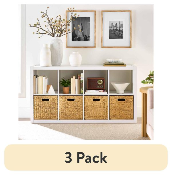 (3 pack) Better Homes and Gardens 8-Cube Storage Organizer, White Texture