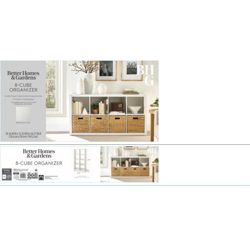 (3 pack) Better Homes and Gardens 8-Cube Storage Organizer, White Texture - Image 11