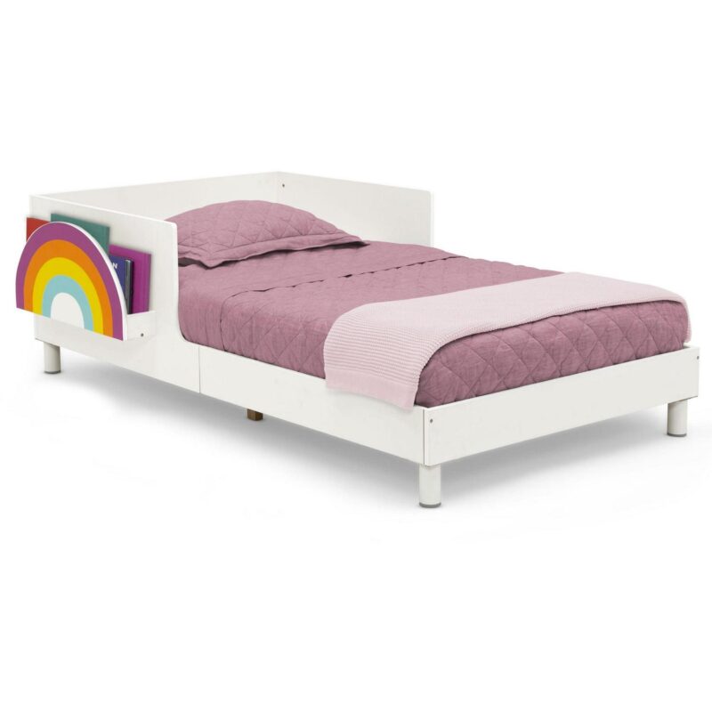 (3 pack) Delta Children Sleep N Store Toddler Bed with Interchangeable Shelf (Choose from Rainbow, Dinosaur or White Shelf), White - Image 5